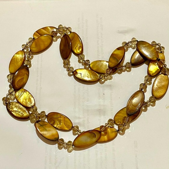 4 for $20 SALE- Gold Mother-of-Pearl Beaded Necklace - Picture 3 of 5